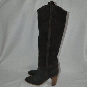 Sz 38 7.5 Isabel Marant Denvee Gray Suede Pull On Knee High Boots